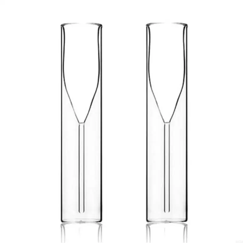 

H37D 2pcs 100ml Champagne Glass Flute Goblet Bubble Wine Cups Double Wall Glasses