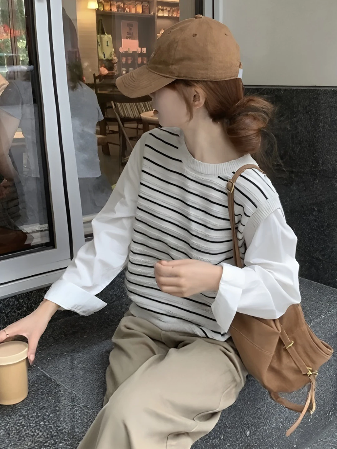 plus Size Shirt Design Knitted Sweater Women Early Autumn New Style Slimming Korean Chic Top Splice Two-Piece Look Inner Wear