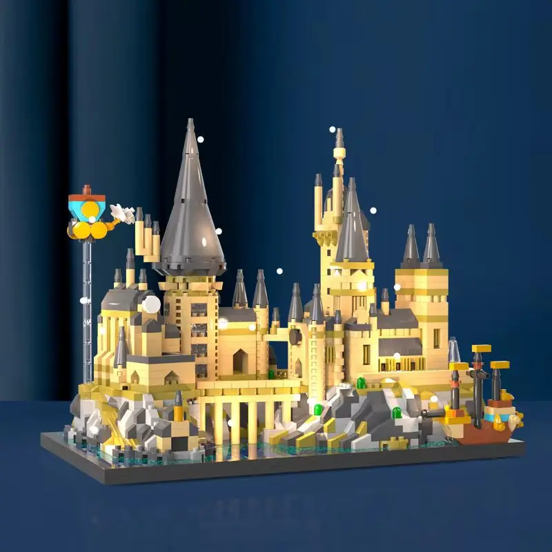 Micro M2050 Magic World Medieval Harrypottor Castle Moc Building Bricks Model Assembly Hogwarts Blocks Toys For Children Gifts