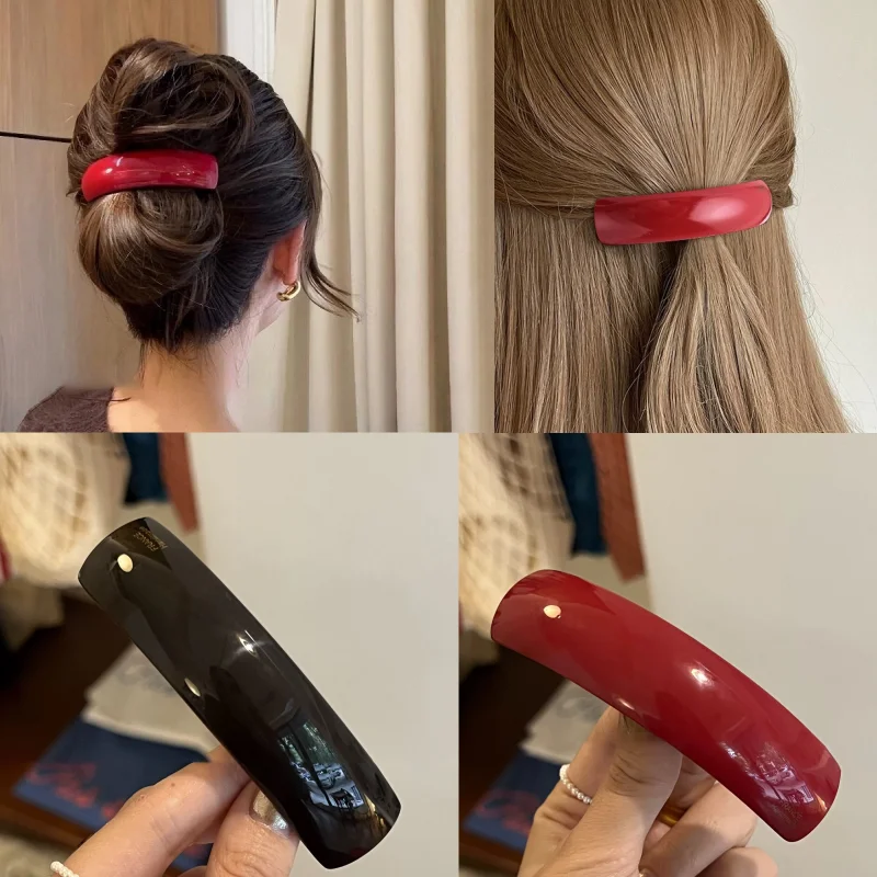 

Vintage Red Spring Hairgrip Women Acrylic Acetate Hairpin Barrettes Hair Ponytail Holder Accessories