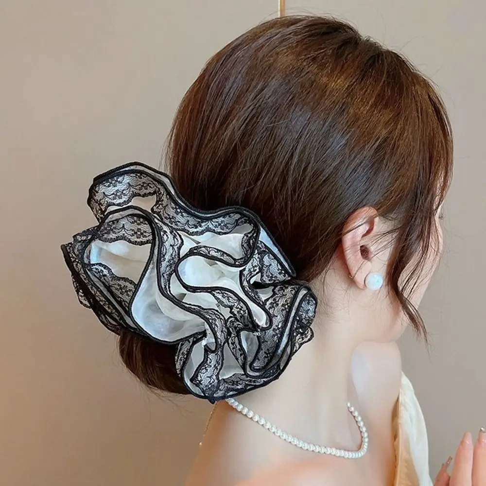 Sweet Printing Lace Scrunchies Korean Style Hair Tie Elastic Hair Band Headwear Chiffon Hair Rope Ponytail Holder