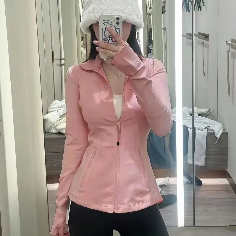 

Canadian Clothing Brand Pink Yoga Jacket Women's Autumn Slim Slim Zipper Jacket Sports Running Fitness Clothing