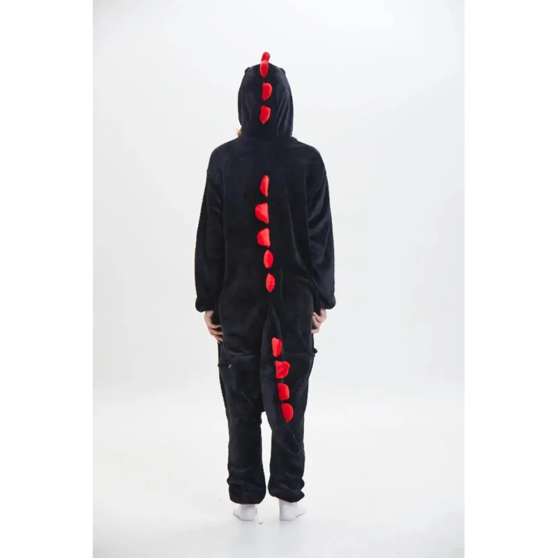Kigurumi جديد أسود ديناصور نيسيس الكبار ازياء للجنسين الحيوان الأرجواني التنين منامة ملابس خاصة تأثيري عشاق منامة
