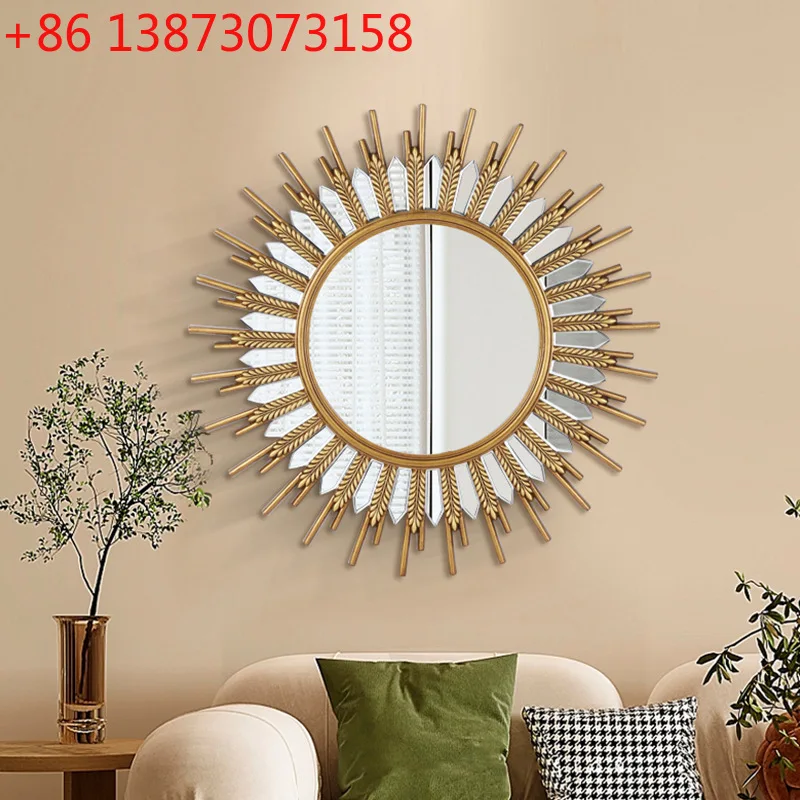 

Пшеничные уши, позолоченный подсолнух, креативное художественное зеркало для гостиной, крыльца, декоративное зеркало, роскошное настенное зеркало для ванной комнаты