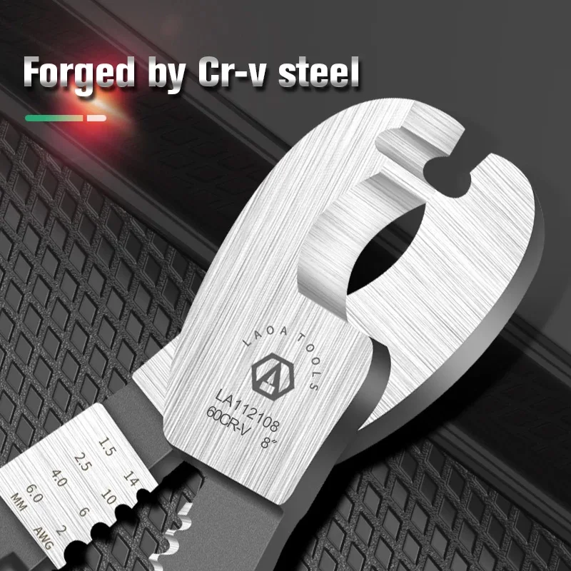 LAOA CR-V Cable Cutter Wire Stripper Pliers Function Bolt Cutting Multifunction Hand Tools Anti-Slip Electrician Scissors