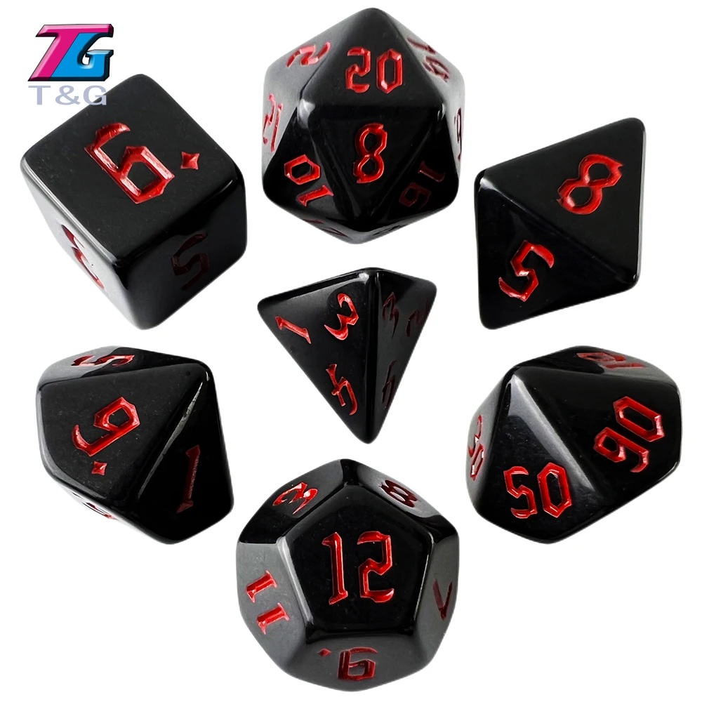 T & G Polyhedral Opaco Dice Set, Tabuleiro, Tábua, Jogar jogos, Dados DND