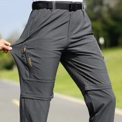 Pantalones Cargo elásticos para exteriores para hombre, pantalones deportivos ligeros desmontables de dos secciones, de secado rápido, para acampar, 2024