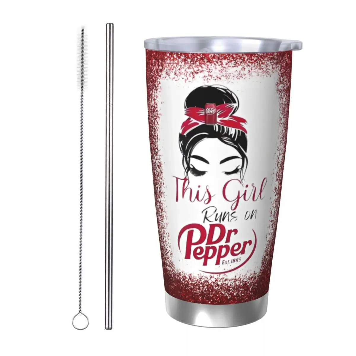 

Изолированный стакан Dr Pepper With Girl с соломинкой, вакуумная термокружка для напитков, чашка для горячих и холодных напитков с двойными стенками, 20 унций