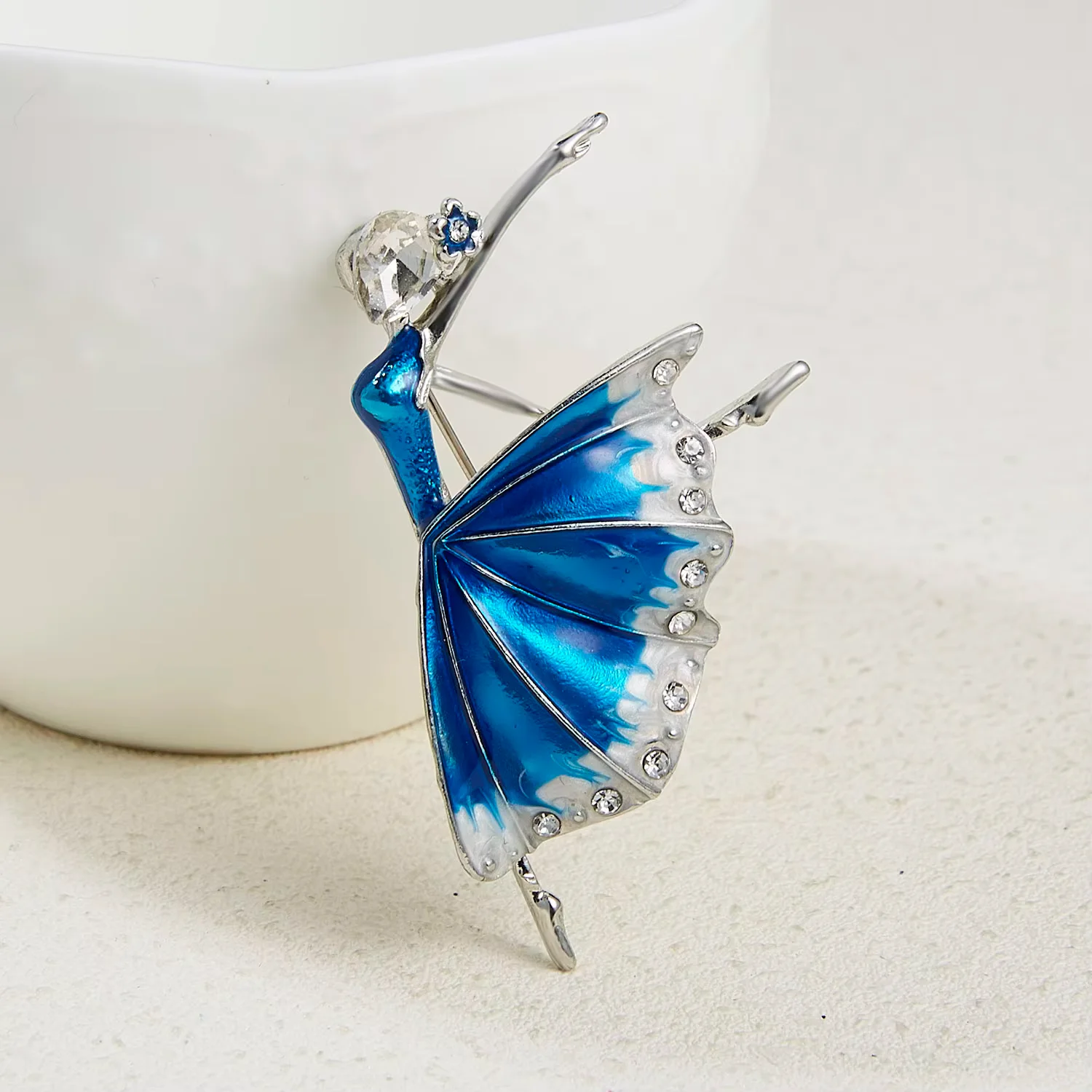 Rinhoo Elegante Kristall-Strass-Ballett-Broschen für Damen Engel-Fee-Gymnastik-Emaille-Pins Hochzeits-Party-Schmuck – Detail 1