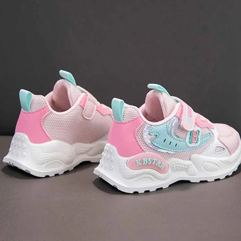 Children\'s Spring Autumn New Trend Sneakers Girls Fashion Mesh Breathable Casual Outwear Sports Shoes Students Running Shoes