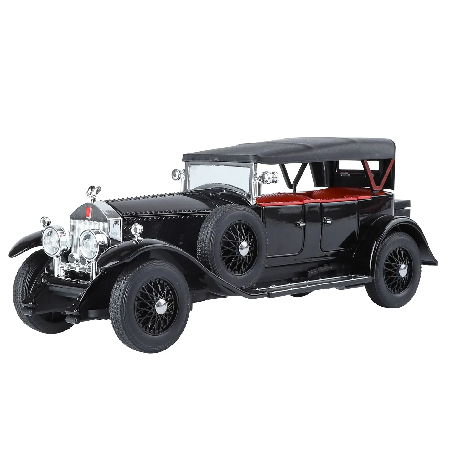 1:24 Rolls-Royce Phantom 1th 1925 Mobil Antik Model Mobil Diecast Paduan Logam dengan Suara dan Lampu Mainan Anak Koleksi Hadiah Ulang Tahun