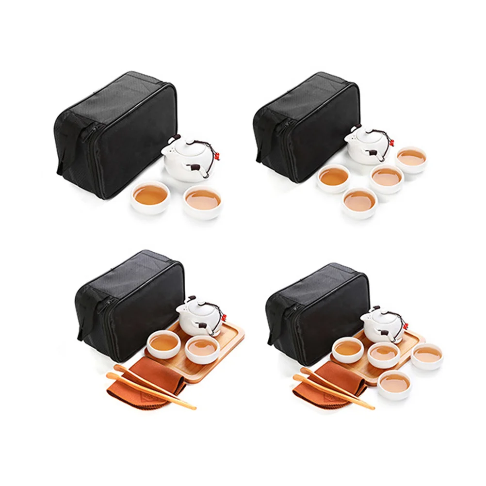 

Portable Travel Tea Set 1 Teapot 2 Teacups Porcelain Kung Fu Tea Ware for Outdoor Camping Hiking Chinese Traditional Handmade