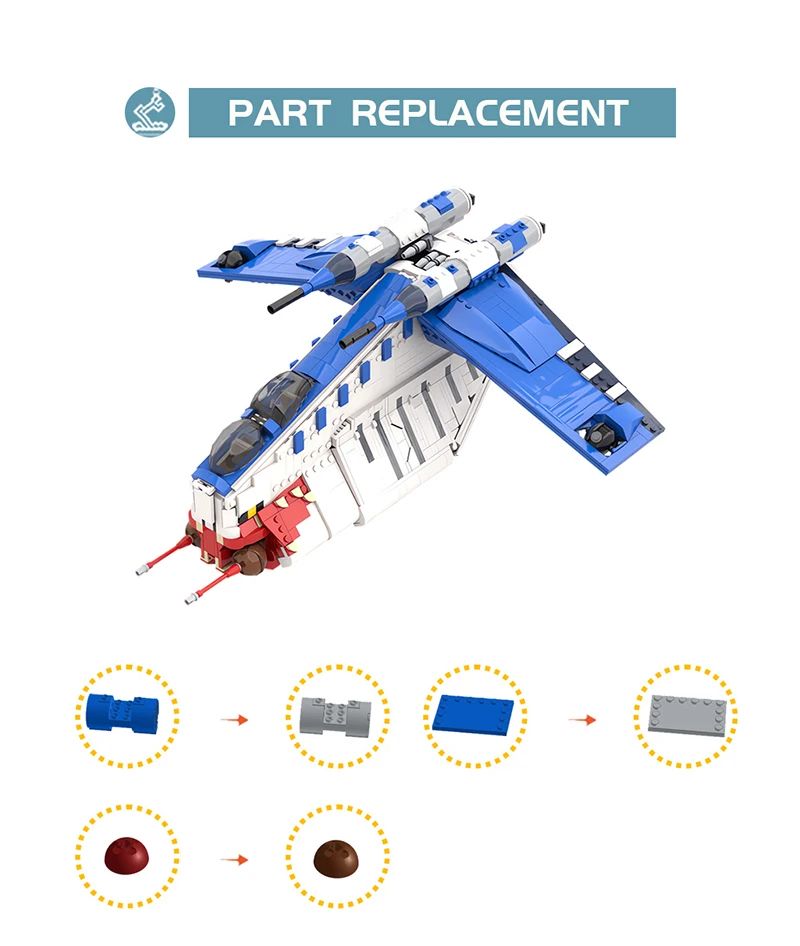 BuildMoc Starfighter Republic Armed Helicopter Building Block Set 75021 75019 Space Battle Airship Bricks Toy For Children Gifts