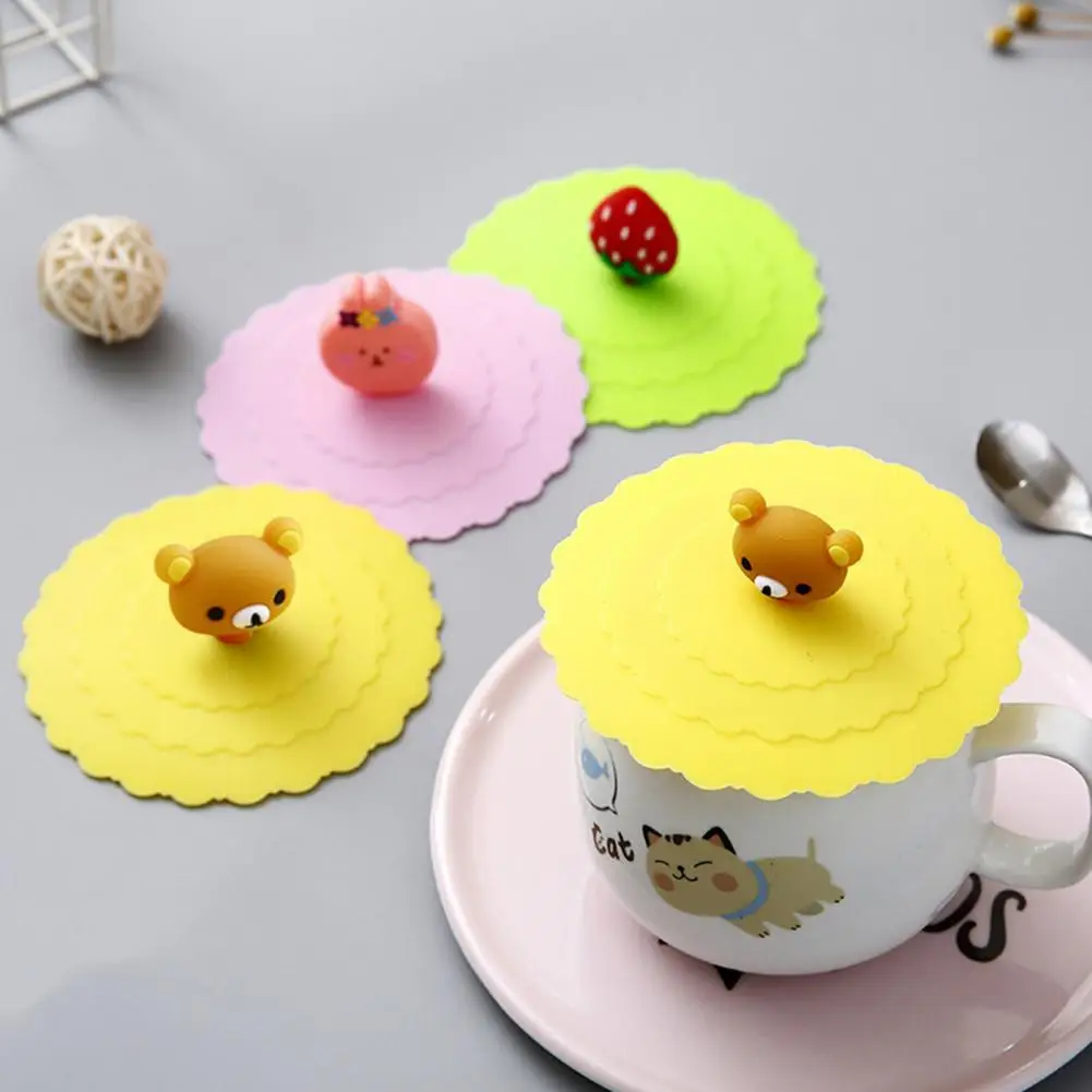 Animal-themed Drink Cover Cute Silicone Cup Lid Set for Hot/cold Beverages Reusable Airtight Mug Covers Dustproof for Hot/cold