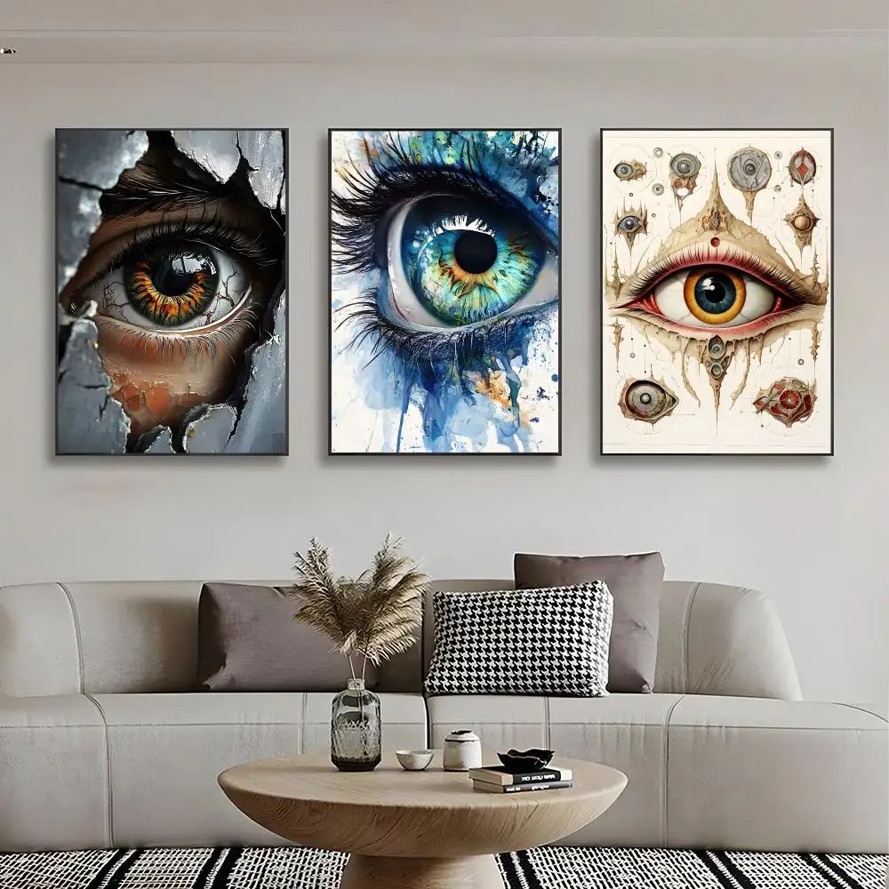 Macabre E-Eyeballs Poster Retro Kraft Paper Sticker DIY Room Bar Cafe Aesthetic Art Wall