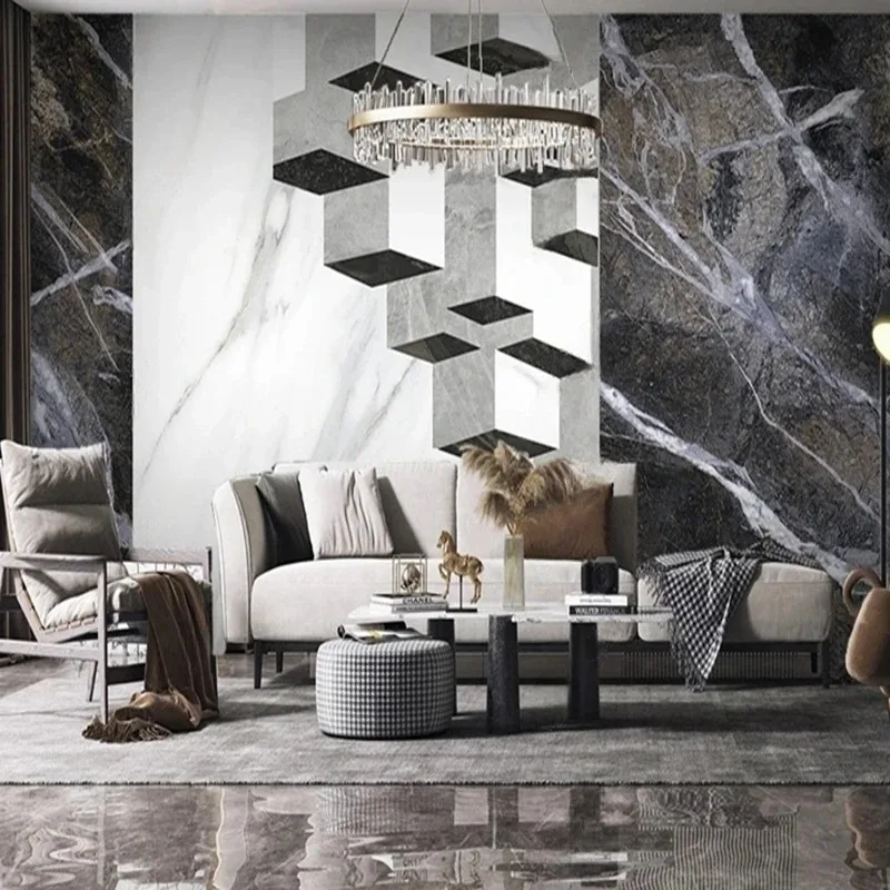 

Abstract Marble 3D Wall Mural Geometric Pattern Wallpaper for Living Room Bedroom Sofa TV Background Wall Home Interior Decor