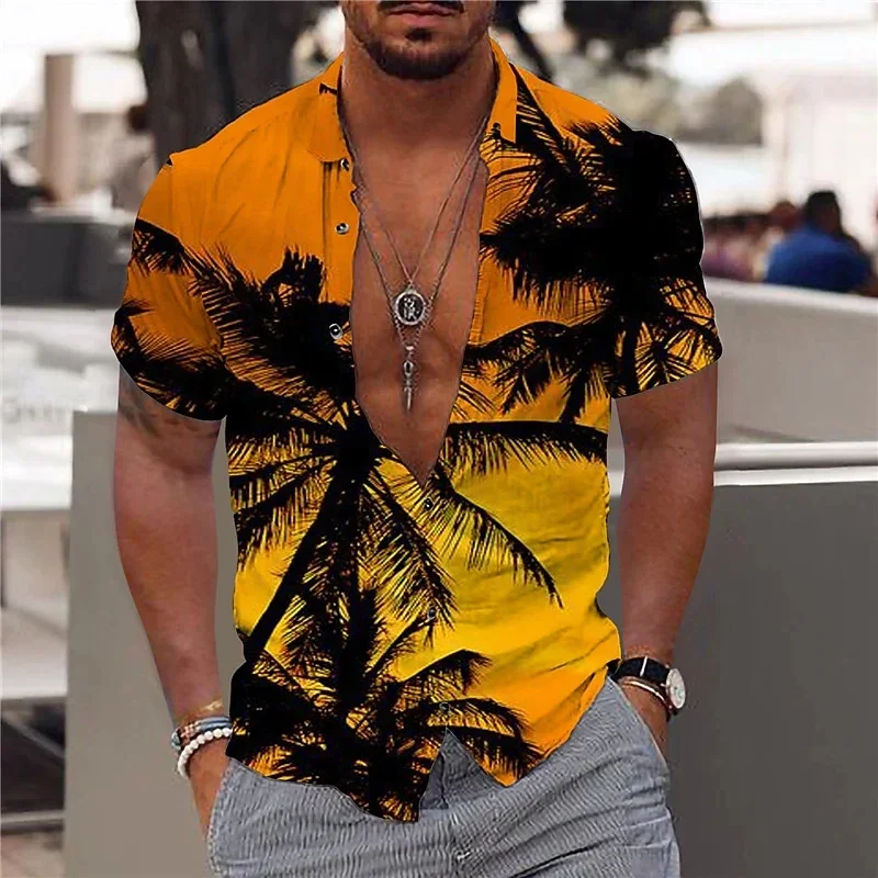 2024 hawaiian ische tropische Hemden für Männer 3d Strand urlaub Kurzarm Sommer übergroße Tops T-Shirt Mann Blumen bluse 5xl