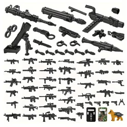 Military Special Forces Weapon Blocks Set Heavy Machine Gun Sniper Rifle Shield Building Blocks Compatible With Soldiers Figures