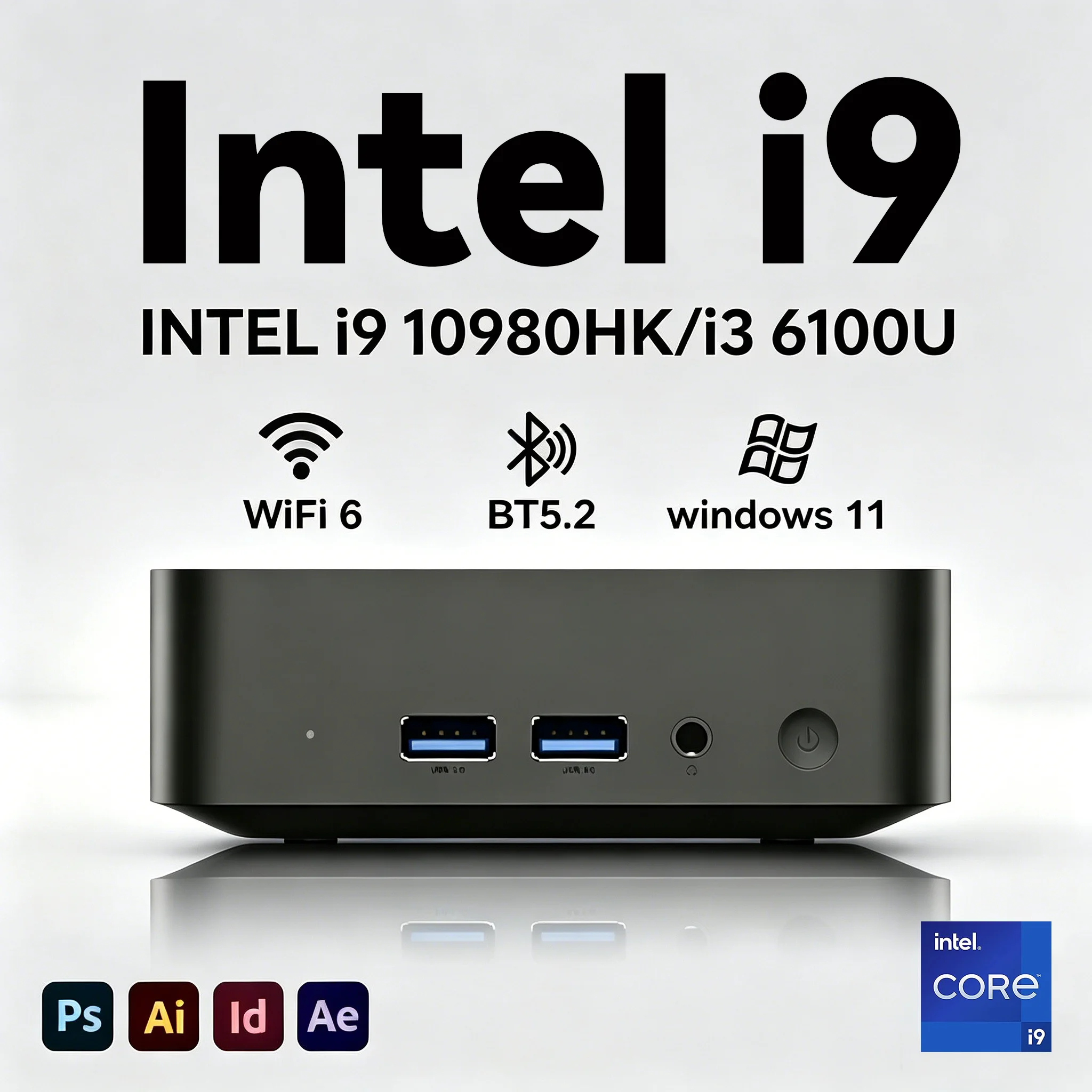 2026 Mini PC Intel I9 10980HK I3 6100U Small Pocket Computer Windows 11 16GB RAM 1TB SSD WiFi6 BT5.2 Gaming Desktop PC Portable