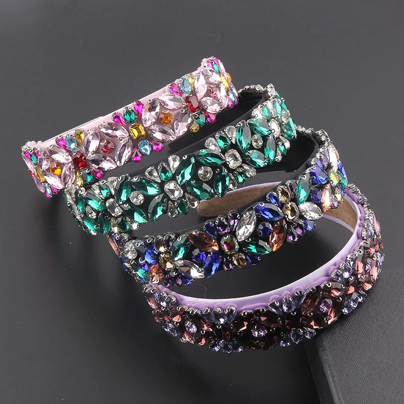 Handmade Vintage Bohemia Crystal Rhinestones Headdress Flower Tiara Luxury Headpiece Accessories For Women\'s Wedding595