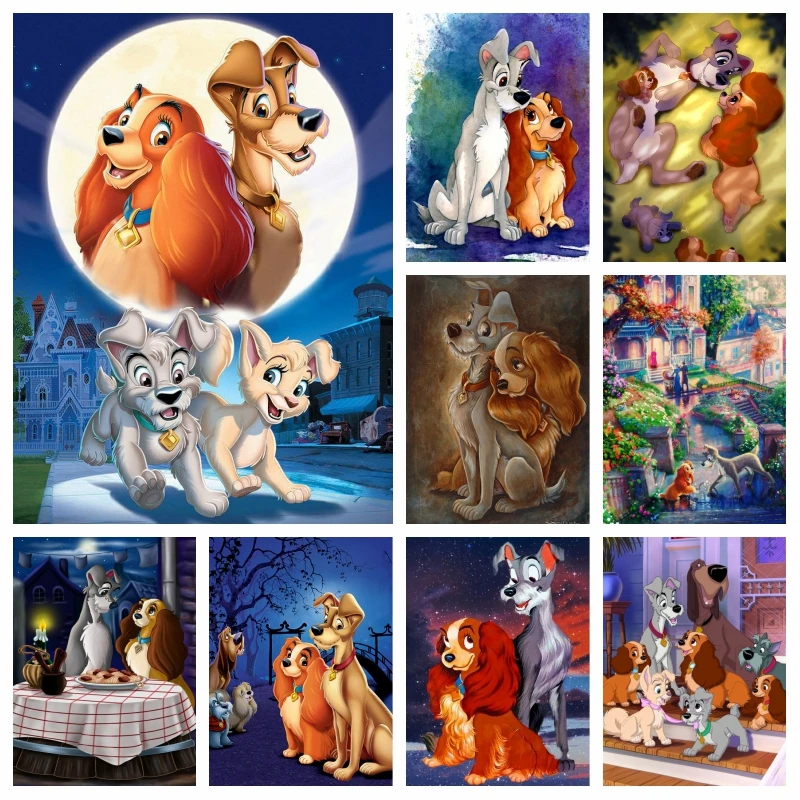 Lady And The Tramp Series Scamp's Adventure Diamond Painting Disney Cartoon Mosaic Cross Stitch Handwork Kids Birthday Gift