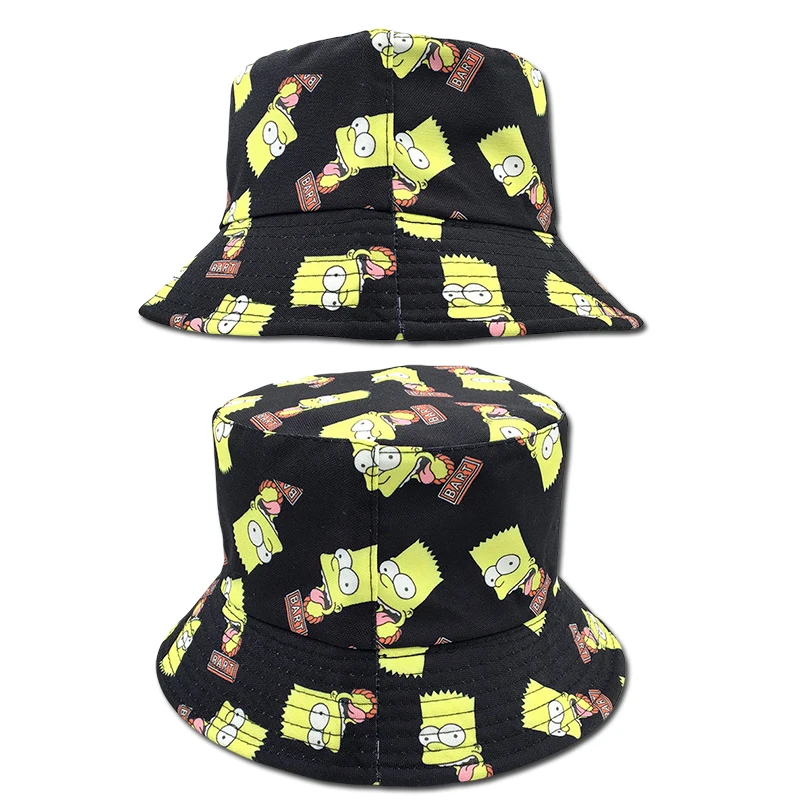 New The Simpsons Fisherman\'s Hat Bart Simpson Fashion Trend Men\'s Outdoor Sports Sunscreen Basin Hat Cartoon Creative Shade Hat