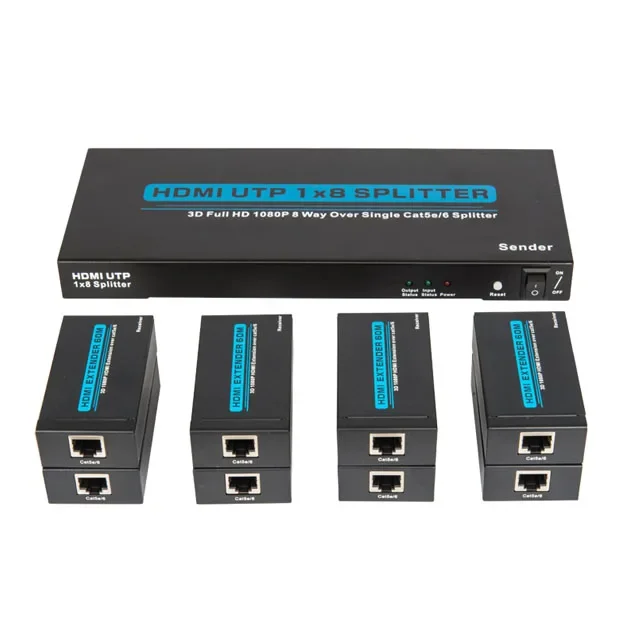 For HDMI Splitter Extender 1X8 Port Over Cat5e/Cat6 Ethernet Cable 7