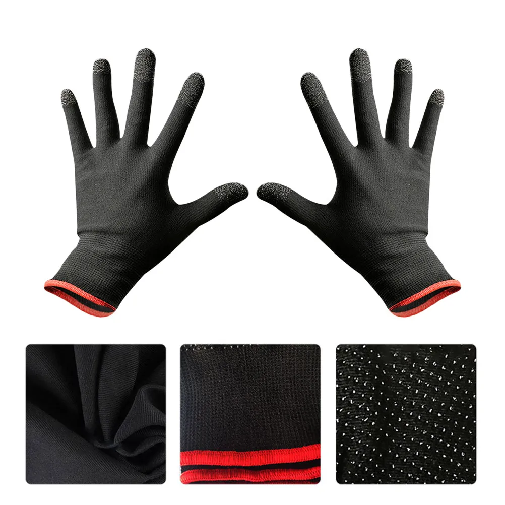 1Pair Touch Screen Game Gloves Lightweight Non-Slip Sweat Absorbing Smartphone Gloves for Mobile Games Outdoor Climbing