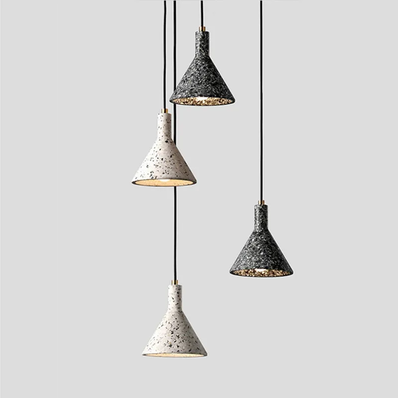 

Cement terrazzo pendant lights Nordic industrial wind chandelier Retro Loft coffee shop restaurant bedroom creative Hanging Lamp