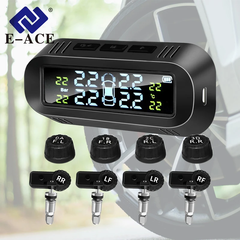 

Беспроводной TPMS Высокоточный мониторинг давления и температуры автомобильных шин Встроенная внешняя сигнализация безопасности автомобиля