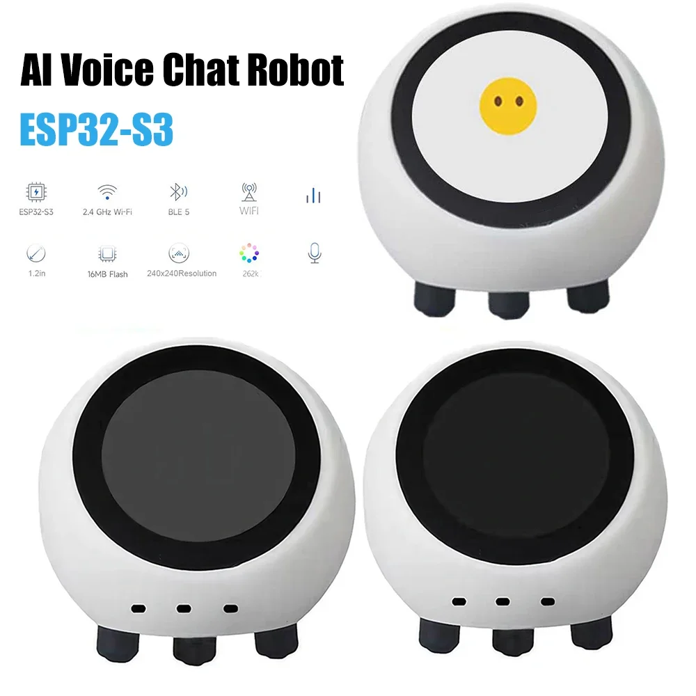 روبوت ذكي صوتي تفاعلي 1.28 بوصة شاشة LCD روبوت صغير واي فاي ساعة الطقس توقيت عالمي للطقس المحلي DeepSeek مساعد روبوت
