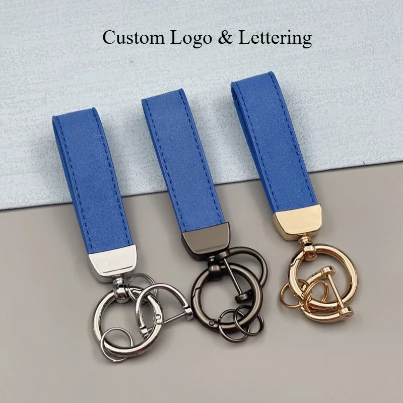 Custom Colorful PU Leather Keychain Metal Keyring for Women Men Bag Pendant Fashion Car Key Holders Business Gifts Key chain