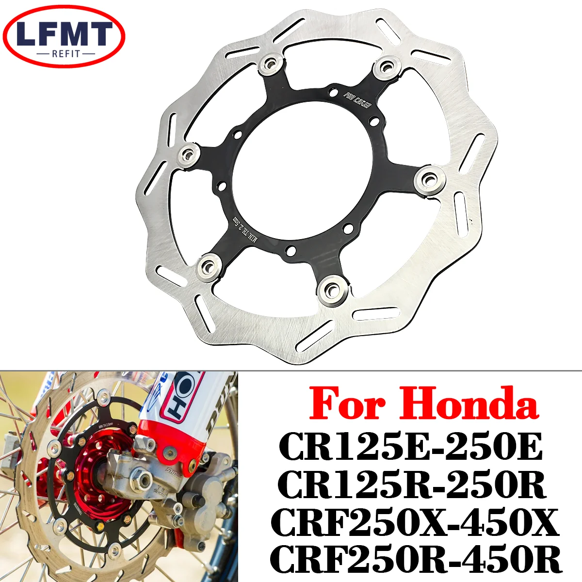 Motorcycle 260MM Front Floating Brake Disc Rotor Bracket For CRF250X CRF450R CRF450X CRF450RX CR125R CR250E CR250R 2007-2023