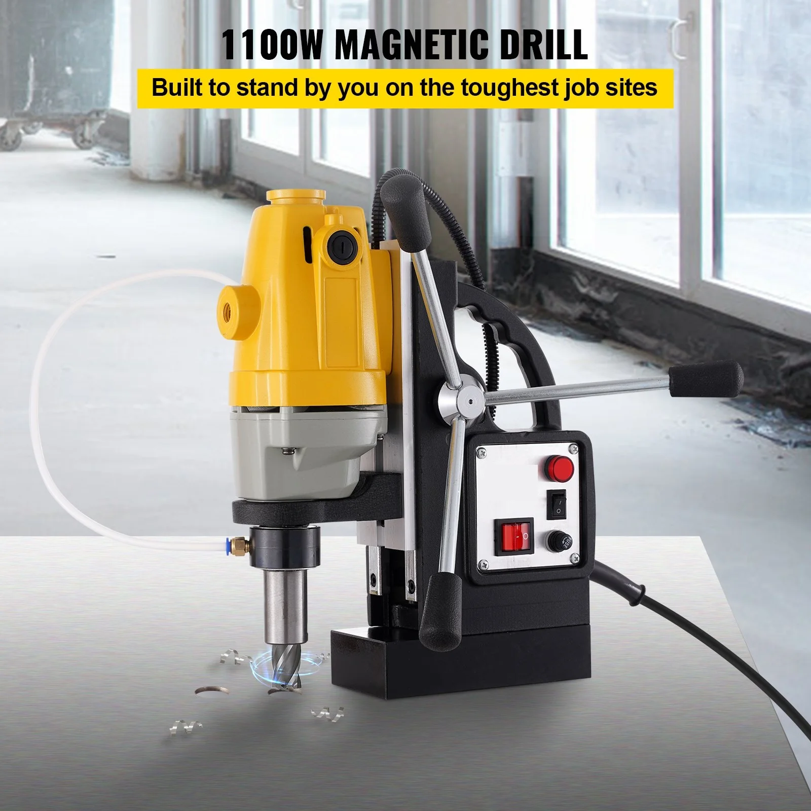 1100W Magnetic Drill Press 40mm Boring Diameter MD40 Magnetic Drill Press Machine Magnetic Force Magnetic Drilling  6Pcs Annular