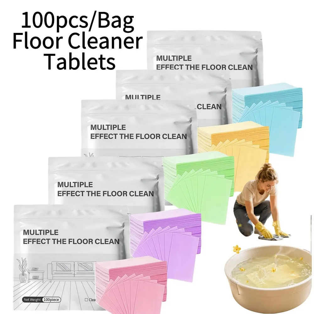100pcs/Bag Floor Cleaner Tablets Fragrant Sterilizing Water-Soluble Brighten Tile Floor Lasting Mopping Cleaning Bathroom 2026