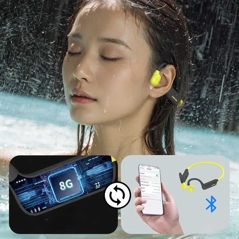 X18 Knochenleitung Laufen Sport Radfahren Schwimmen kabelloses Bluetooth-Headset schweißfest wasserdicht Gürtelspeicher 8G