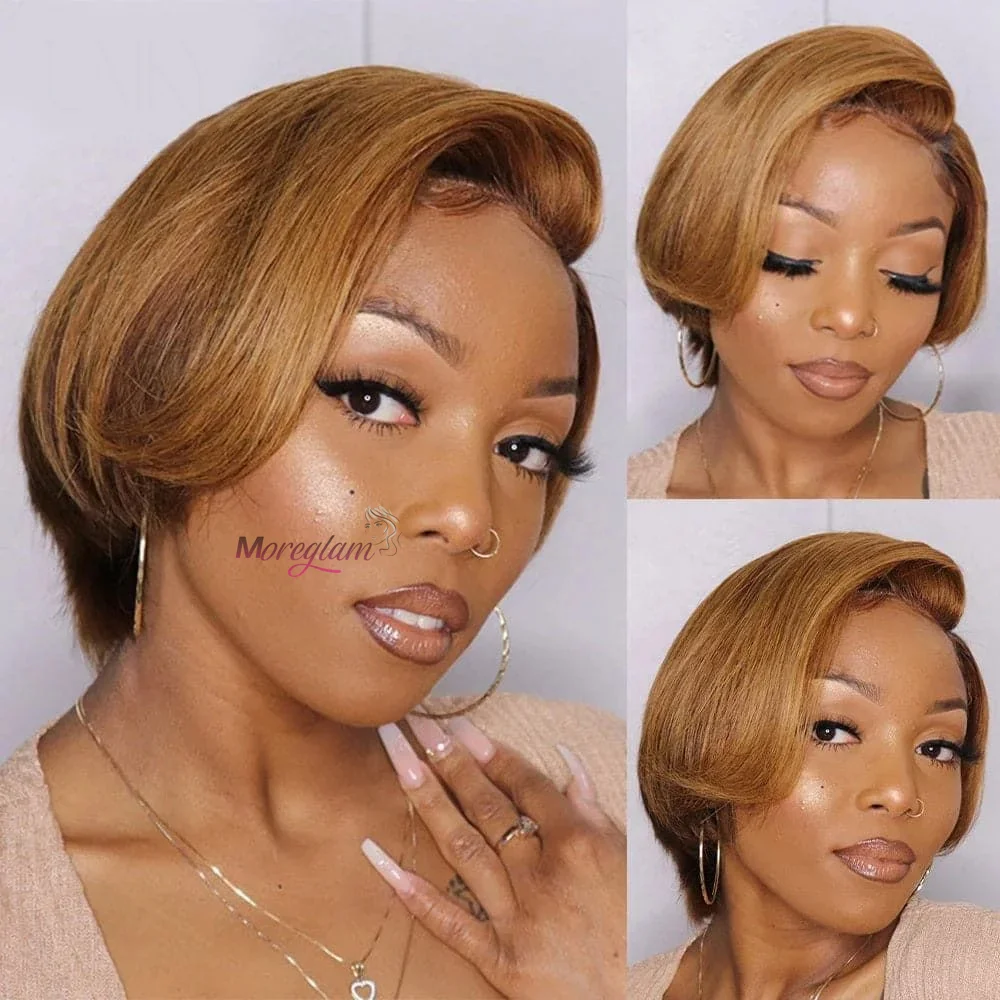 

Ombre Pixie Cut Wig Human Hair Short Bob Wigs Side Part Straight Lace Front Wigs Glueless Hd Transparen Wig On Clearance Seal