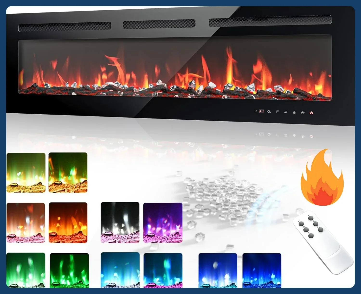 

[Discounted Price!]50 Inch Electric Fireplace Wall Recessed and Wall Mounted with Adjustable Flame Color, Fireplace Heater with