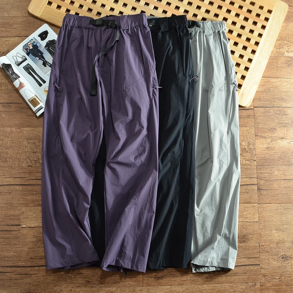 

Men's Outdoor Casual Pants Zipper Design Breathable Elastic Qui Dry Spring Autumn Long Trousers Spor Comfortable Straight...