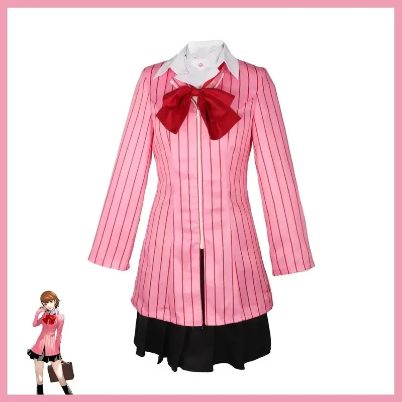 Anime Game Dancing Moon Night Yukari Takeba Cosplay Costume P3 Wig Pink Coat Uniform Woman Sexy Cute Halloween Suitx;8's,6 FD1;6 - view 3
