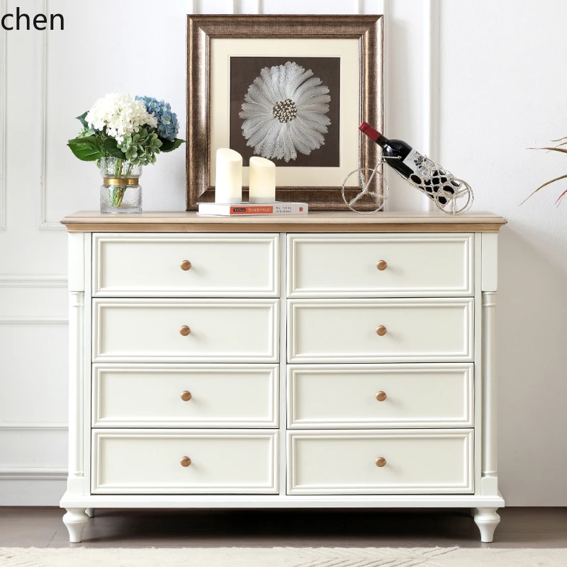 

CP white cream wind living room against the wall multi-drawer master bedroom bedside storage cabinet