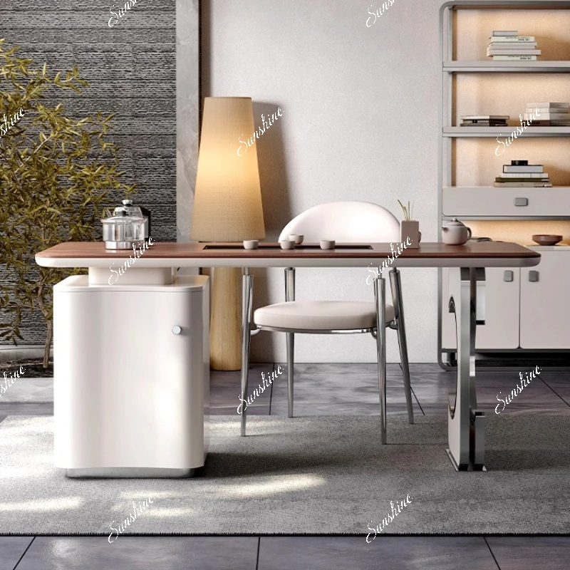 

High-end solid wood tea table for home use, light luxury modern high-end office kung fu, balcony