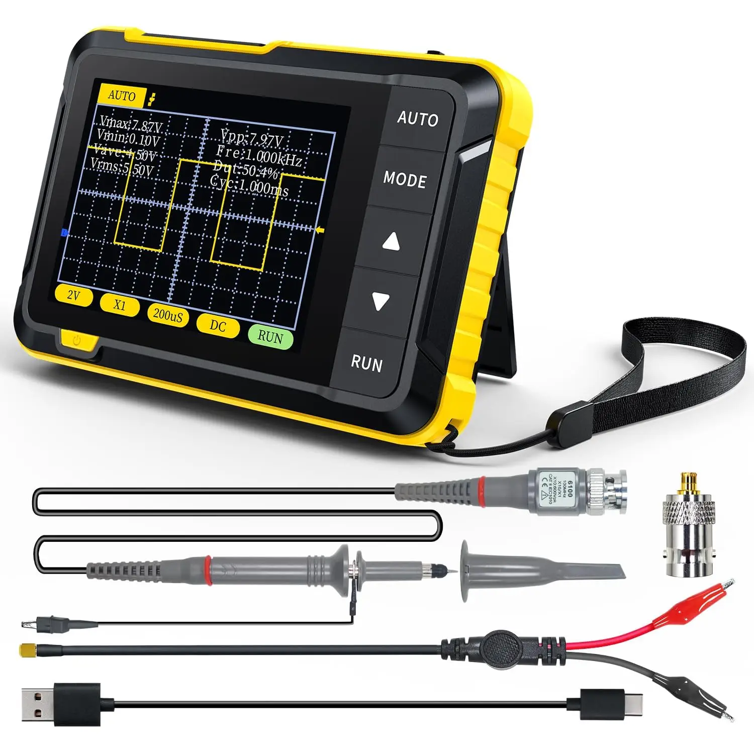 

DSO152 Oscilloscope 2.8" TFT Handheld Digital Oscilloscope Kit Portable Automotive Oscilloscope 2.5MS/s High Sampling Rate