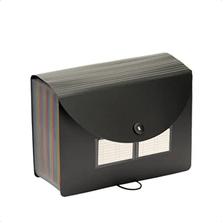 24 Pocket Expanding File Folder Expandable Accordion File Organizer Letter A4 Paper Document Filling Organizer Colored Tabs Bla