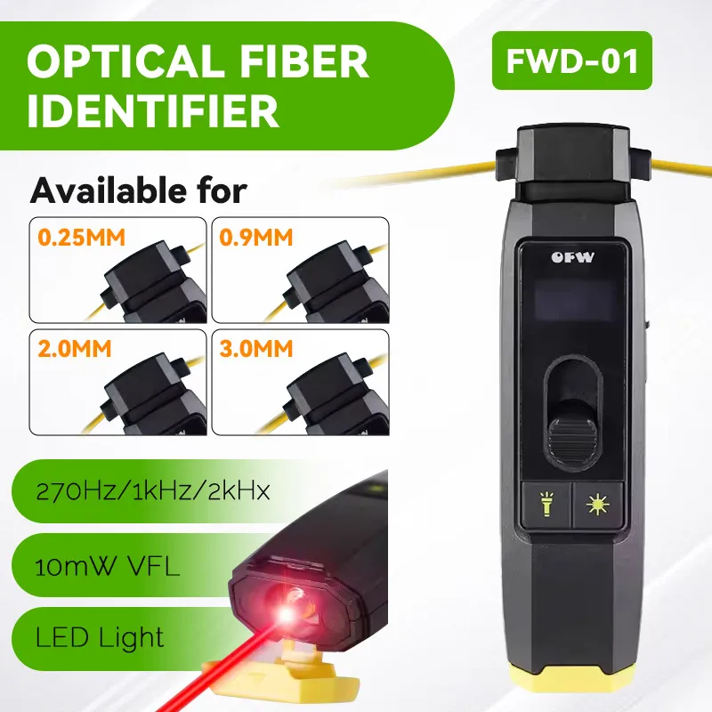 Fiber Optic Identification Instrument Fiber Direction Identification Power Detector Rechargeable with 10mW Red Light Source