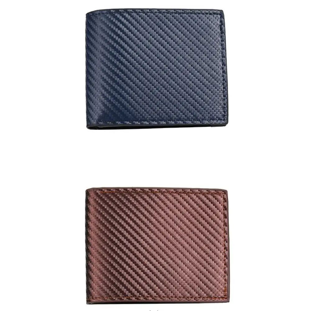 الحد الأدنى بو الجلود الرجال محفظة قصيرة أسود أزرق القهوة اثنين أضعاف جيوب متعددة سعة كبيرة حامل بطاقة الهوية الرجال النساء #3