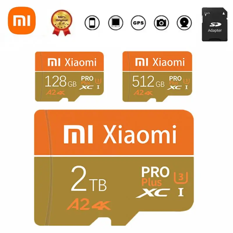 Xiaomi kartu mikro SDXC 1TB, 2TB 256GB 512GB kartu memori Class10 kartu TF 512GBTF Minisd memori Flash USB Pendrive gratis adaptor