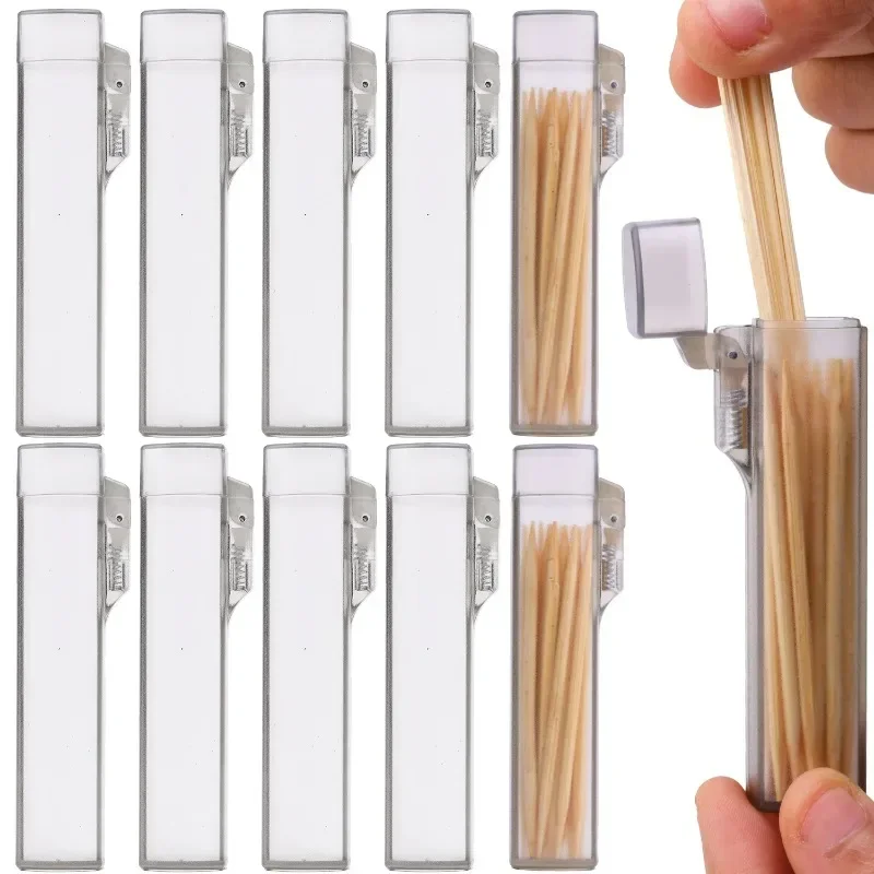 

1-20PCS Portable Mini Pocket Toothpick Box Plastic Toothpick Holder Box Spring Switch Outdoor Travel Home Restaurant Supplies