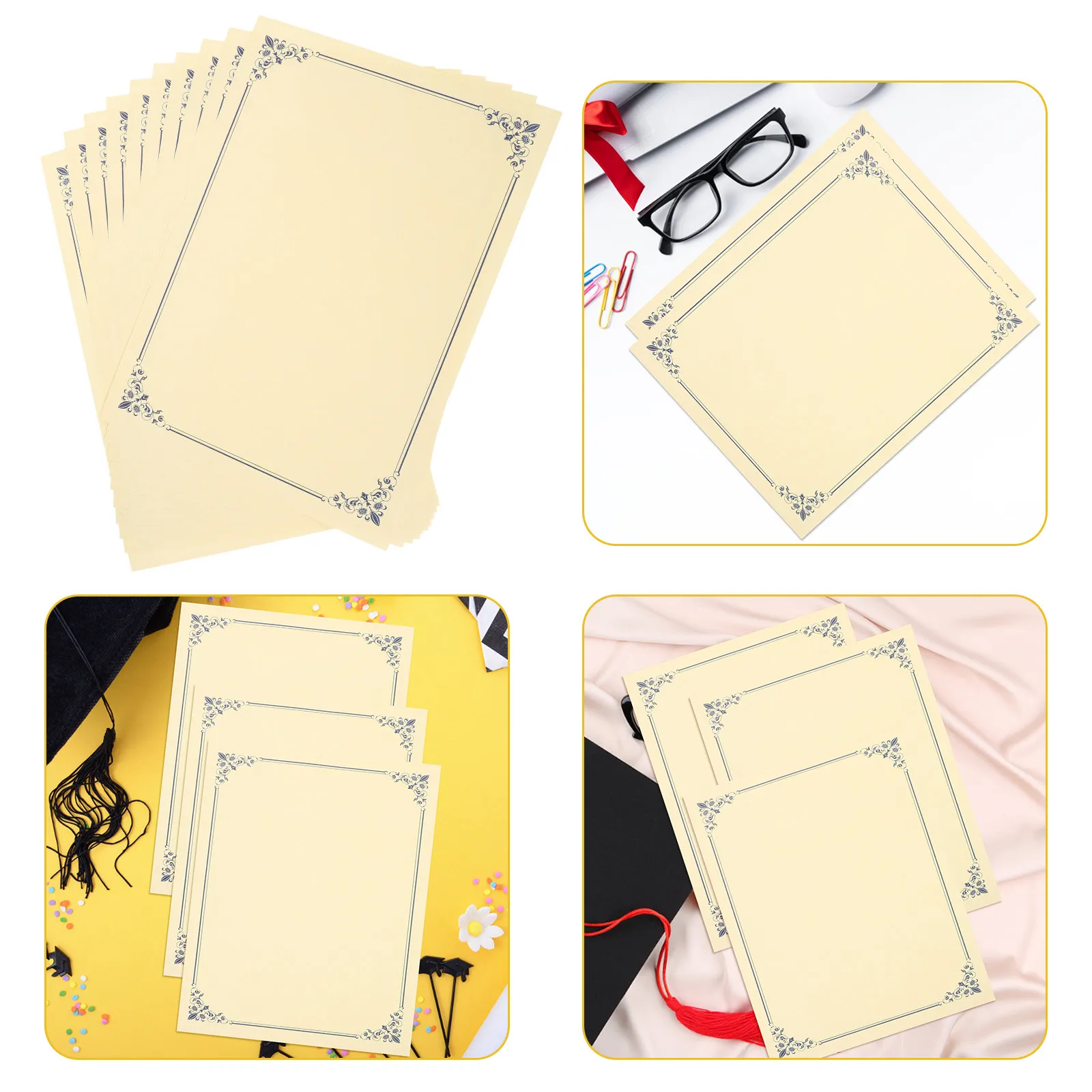 

10Pcs Exquisite Blank Certificate Paper Diploma Inner Paper for Printable Award Certificates School Graduate Volunteer