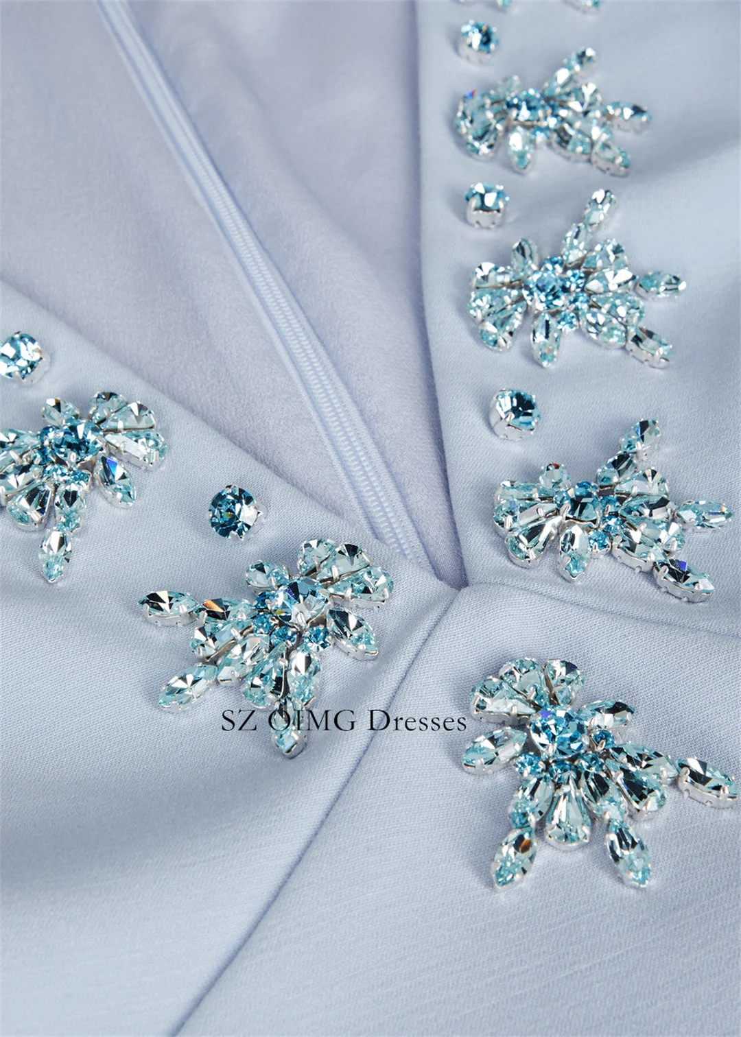 V-Neck Ivory Prom Gowns Custom Crepe Satin Customized Rhinestone Formal Dress Women’s Prom Wedding Party Dresses Customized